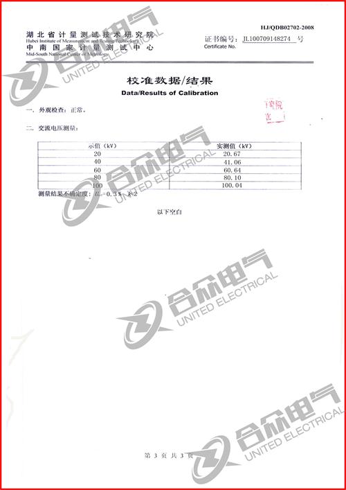 激勵變壓器證書